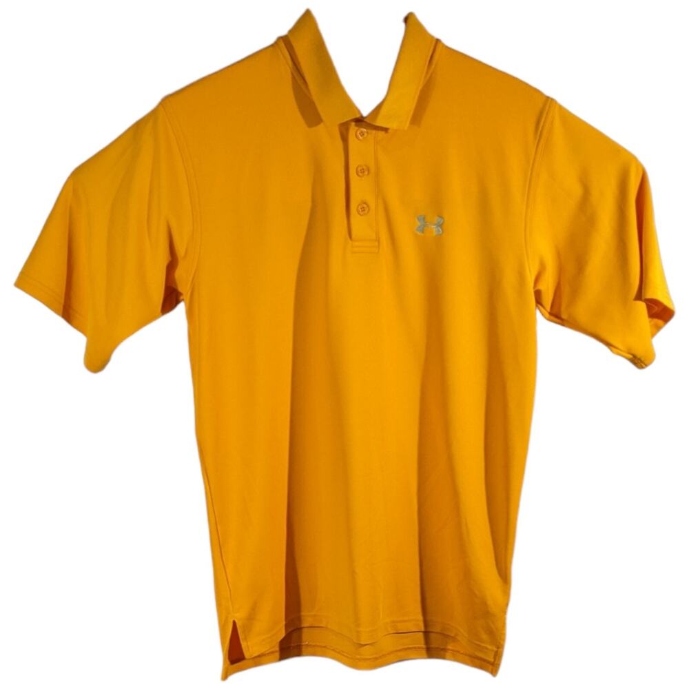 Under Armour Dark Yellow Orange Polo Shirt Golf Mens Size Small Loose